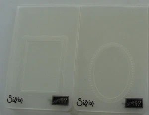Set of 2 Clear 3" Small Sizzix 3D Embossing Folders - Oval & Rectangle Frames - Picture 1 of 10