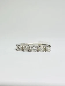 Bellissimo anello a cinque pietre con brillanti in oro bianco 750/18 carati, anello misura 52 Ro35 - Foto 1 di 6