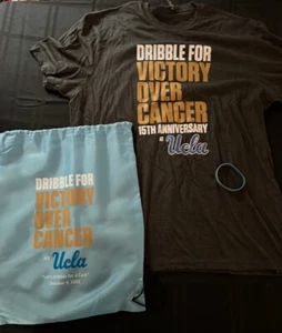 UCLA BRUINS DRIBBLE FOR VICTORY OVER CANCER 10/9 T-SHIRT XL DRAWSTRING BACKPACK - Picture 1 of 5