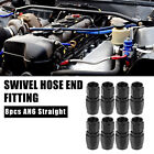 8pcs AN6 Straight Swivel Hose End Fitting Adapter for Braided Fuel Hose Black
