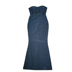 Fashion Nova XL schwarz Bandagenkleid trägerlos Meerjungfrau Maxikleid Spitze Herzausschnitt - Bild 1 von 13
