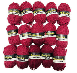 Bernat Willowspun Yarn Lot Of 15 Color Garnet 60% Nylon 40% Wool.