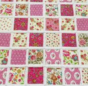 Handmade Bright Floral Rag Quilt, NEW Quilted Throw, Lap Size - Picture 1 of 5