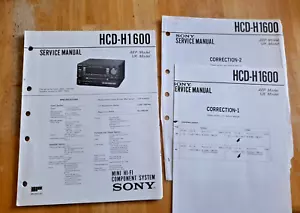 Sony HCD-H1600 Mini Hi-Fi Component System Manuel d'entretien Royaume-Uni Modèle AEP - Photo 1/9
