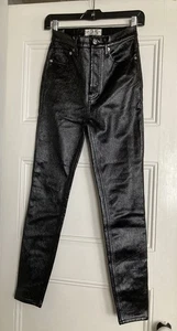 We The Free Women’s 25 Button Fly Skinny Coated Black Jeans - Picture 1 of 14