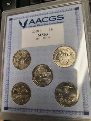 2018-P set of  5  Quarters - Minn/Mich/Wisc/Georgia/ RI - Image 1 of 2