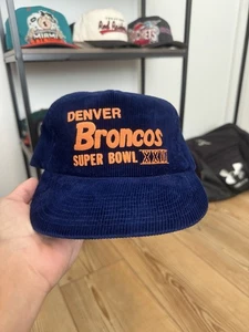 Vintage Rare 1987 Denver Broncos Super Bowl XXI Corduroy Snapback Adjustable Hat - Bild 1 von 6