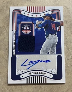 2024 Panini USA Stars & Stripes CHRISTIAN MOORE Auto Patch Game Used Rookie - Bild 1 von 2