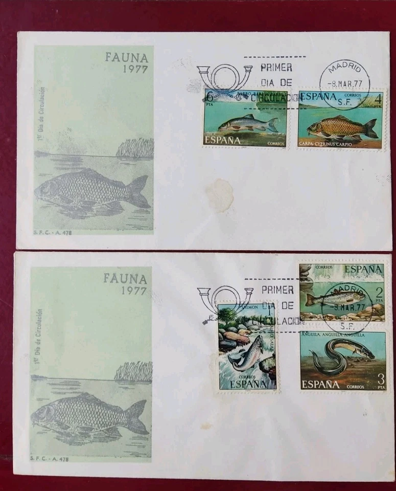 SOBRES PRIMER DIA FDC ESPAÑA 1977 FAUNA HISPÁNICA. PECES  - Imagen 1 de 1