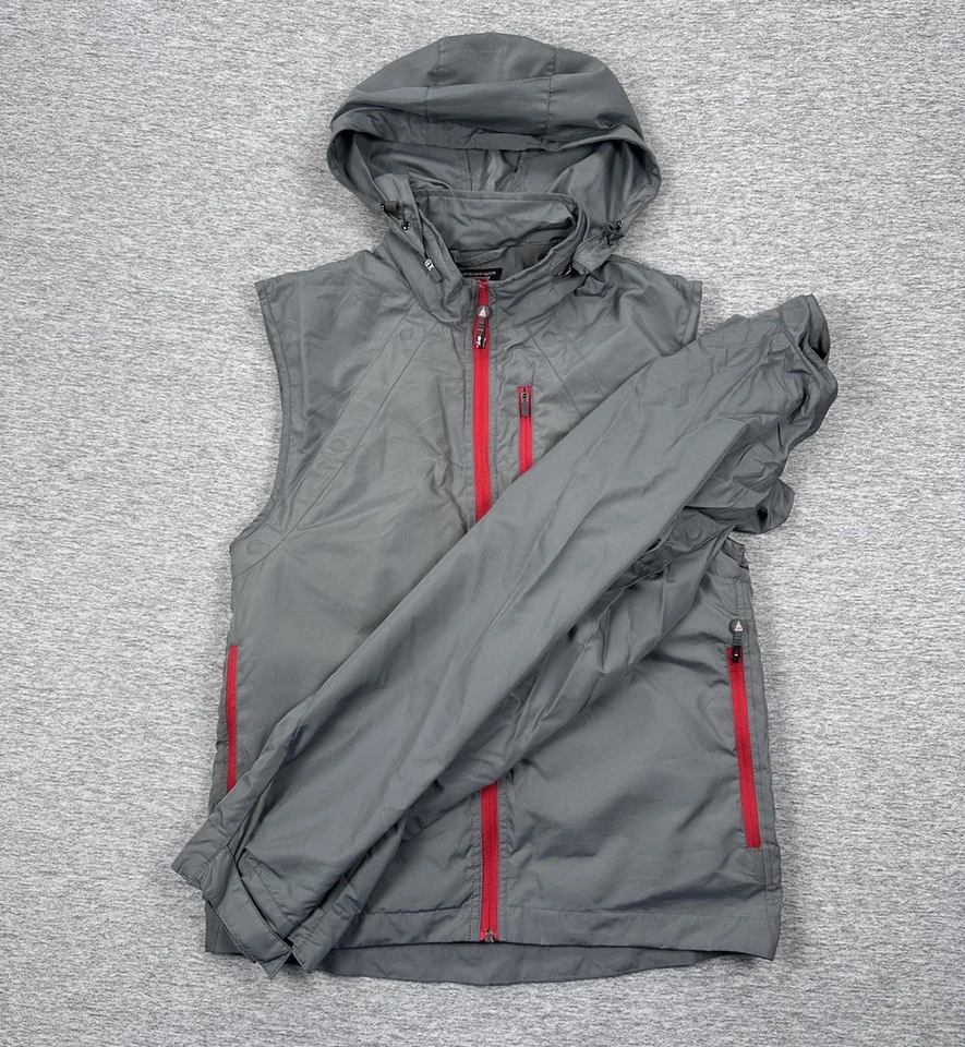 Scottevest Vest Mens Small Gray Full Zip Detach Sleeves Lightweight Travel READ - Image 1 of 4