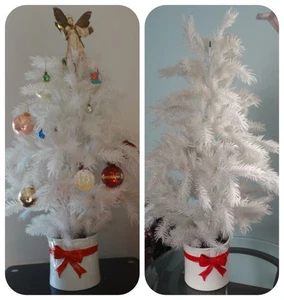 Árbol de Navidad de mesa de plástico blanco vintage años 60 32" de alto + adorno de ángel+++ - Imagen 1 de 17