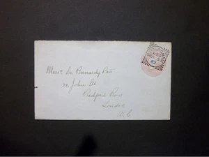 GB Stationery 1882 QV 1d pink Envelope BIRMINGHAM Squared Circle to London - Picture 1 of 2