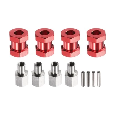 4stk 12mm Radnabenadapter Kombinierer Kupplung, Aluminium 15mm Verlängerung, Rot - Bild 1 von 4