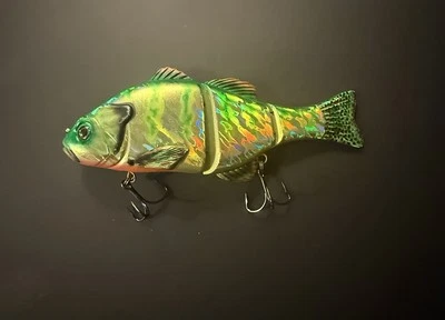 Cebo deslizante personalizado Bluegill pintura personalizada señuelo bajo 6 pulgadas doble sonajero articulado  Foto 1 de 4