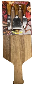 Juego de regalo tabla de queso charcutería madera bambú acero inoxidable cuchillos - Imagen 1 de 2