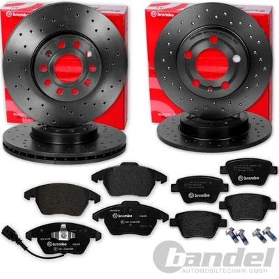 DISCOS DE FRENO DEPORTIVOS BREMBO + PASTILLAS DELANTERAS + TRASERAS para VW GOLF 6 TOURAN BEETLE - Imagen 1 de 4