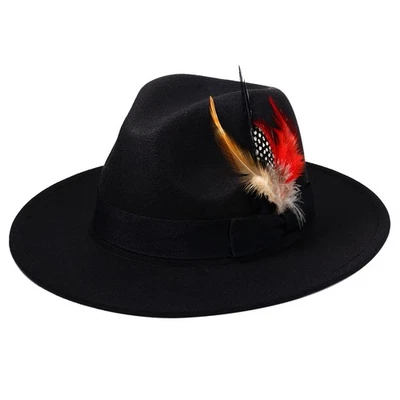 Wide Brim Wool Felt Fedora Hat Panama Large Casual Jazz Cap for Men Women Trilby - Image 1 of 4