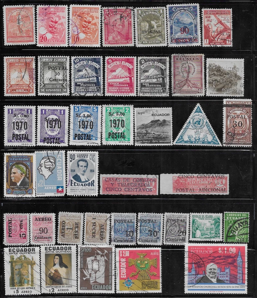 40 estampillas de Ecuador con reverso de libro de álbum antiguo de calidad Foto 1 de 1
