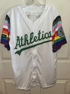 LGBQ Pride SGA New M Medium Oakland A's World Series Jersey Elephant Replica - Picture 1 of 4