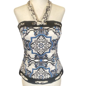 White House Black Market Top Size 2 Corset Bustier Silk Sash Romantic Witchy - Picture 1 of 11