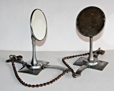 Pair of Early Vintage (1930s?) Spare Tire Mounted Rear View Mirrors - Image 1 of 4