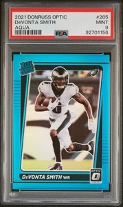 2021 Donruss Optic Football Devonta Smith #205 Rookie RC Aqua /299 PSA 9 - Picture 1 of 2