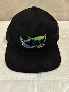 MLB Tampa Bay Devil Rays De colección Gorra Snapback Años 90 Negra Firma - Imagen 1 de 4