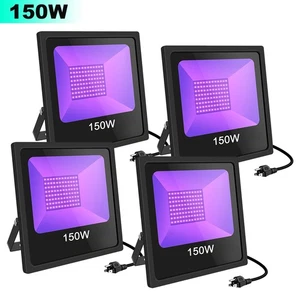 4 Piezas 150W Halloween Fiesta UV LED Luces Negras Luz Negra Proyector con Enchufe EE. UU. - Imagen 1 de 12
