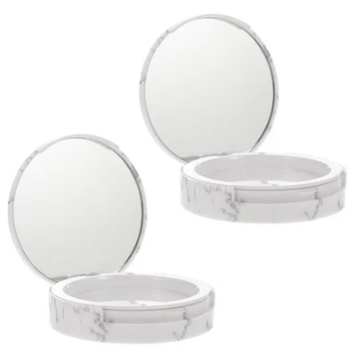 2Pcs Pressed Powder Cases Compact Container Makeup Powder Boxes (Assorted Color) - Image 1 of 4