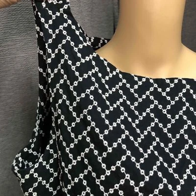 Vestido Vaina Jones New York Negro Geométrico Sin Mangas Mujer Algodón Talla 14 Foto 1 de 4