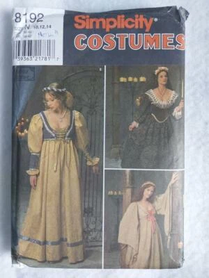 Simplicity 8192 Adult/Teen Medieval Costume Patterns Sz 10-14, Sz 16-20 - Image 1 of 4