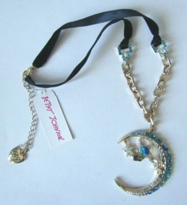 Colar azul Betsey Johnson estrela celestial cristal lua e estrelas novo com etiquetas - Imagem 1 de 3