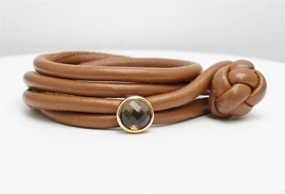 TIRISI MODA Copacabana Pulsera Envolvente Cuero Marrón Oro Rosa 18K 925 Bloqueo Deslizante Foto 1 de 4