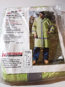 NS Protective apparel  Raincoat High Vis  Size 2XL  Police / Fire green silver - Picture 1 of 6