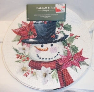 Balsam & Fir Trading Co (4) Polyester/Cotton Snowman Christmas Winter Placemats - Picture 1 of 2