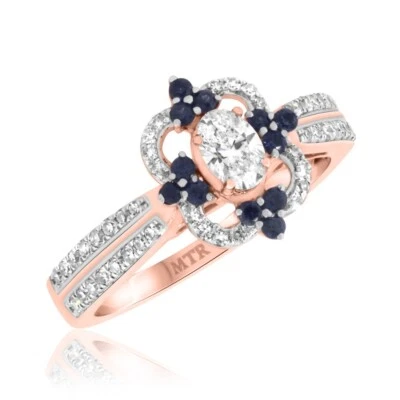 Anillo de compromiso de oro rosa de 14 quilates con halo de diamantes creado en laboratorio ovalado de 2,50 quilates Foto 1 de 4