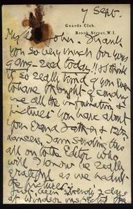 WWII FIELD MARSHAL William Riddell Birdwood letter to General John Ponsonby - Picture 1 of 2