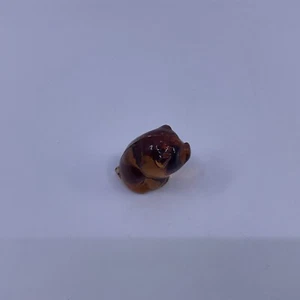 "Estatuilla de animal de vidrio Heisey de Imperial Dark Amber Piglet 1"" de alto" - Imagen 1 de 7