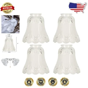 4-Piece Elegant Ceiling Fan Light Covers - 2-1/8" Fitter Size Replacement Shades - Picture 1 of 9