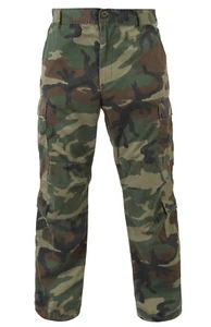 Men's Vintage Camo Paratrooper Fatigue Cargo Pants Woodland Camo Olive Drab 2586 - Picture 1 of 2