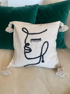 Abstract Moroccan Throw Pillows Square Decorative Boho Throw Pillow Cover 18" - Picture 1 of 2