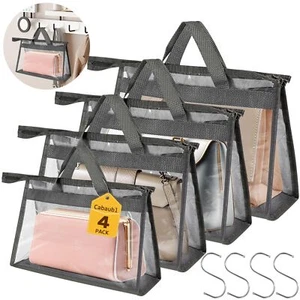 4 Pack Handbag Dust Bags Purse Storage for Closet Space Saver with Handle - Picture 1 of 7