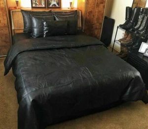 SOFT SHEEP NAPPA REAL LEATHER QUEEN SIZE BED SKIRT - Picture 1 of 10
