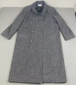 Abrigo Vintage JG Gancho Mujer XL Gris Lana Espiga Doble Pecho Unión EE. UU. - Imagen 1 de 17