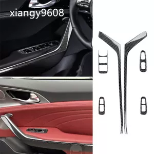 6Pc Carbon Fiber Window Lift Switch &Door Panel Set Trim For Kia Stinger 2019-23 - Bild 1 von 13