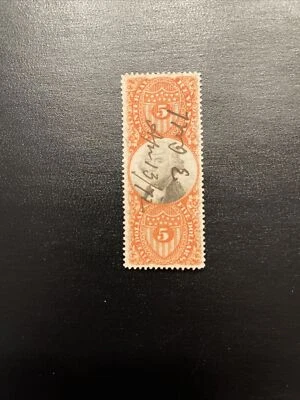 US Stamp Revenue Scott# R148-Washington 1871.... $5...Used Ng - Image 1 of 2