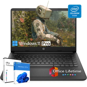 2025 HP 14" HD Laptop computer Intel Celeron 16GB RAM 384GB Win11P+Office2021 - Picture 1 of 7