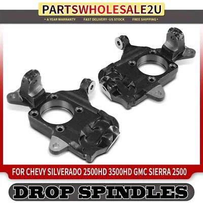 2x Front 2" Drop Spindles for Chevrolet Silverado 2500HD 3500HD GMC Sierra 2500 - Image 1 of 4