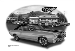 1972 Chevelle Black and White Diner Muscle Car Print 120409 - Picture 1 of 1