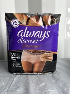 Always Discreet Boutique Pants Plus Underwear Medium Sensitive Bladder Pack Of 9 - Picture 1 of 5